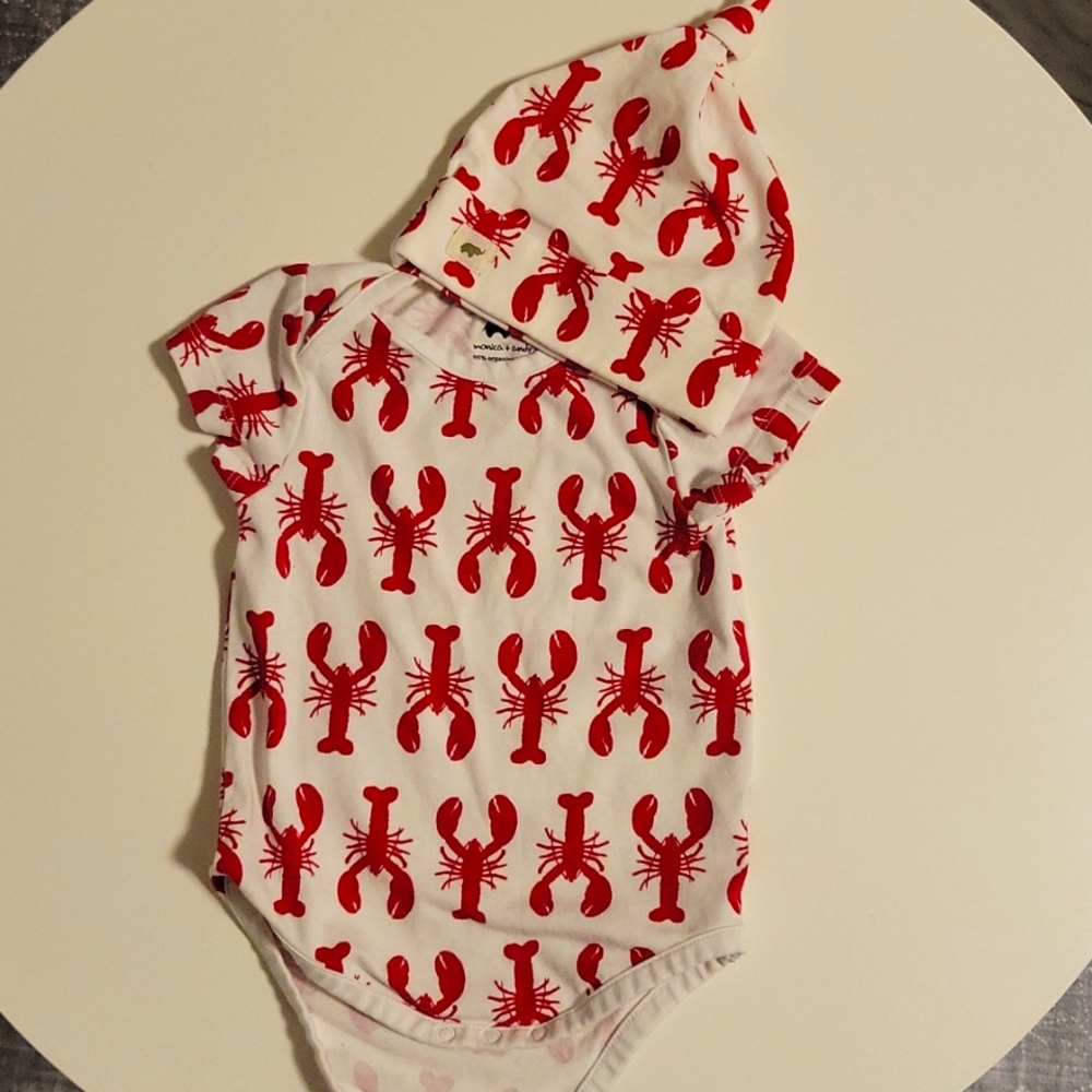 Monica + Andy Lobster Tale Onesie with Hat